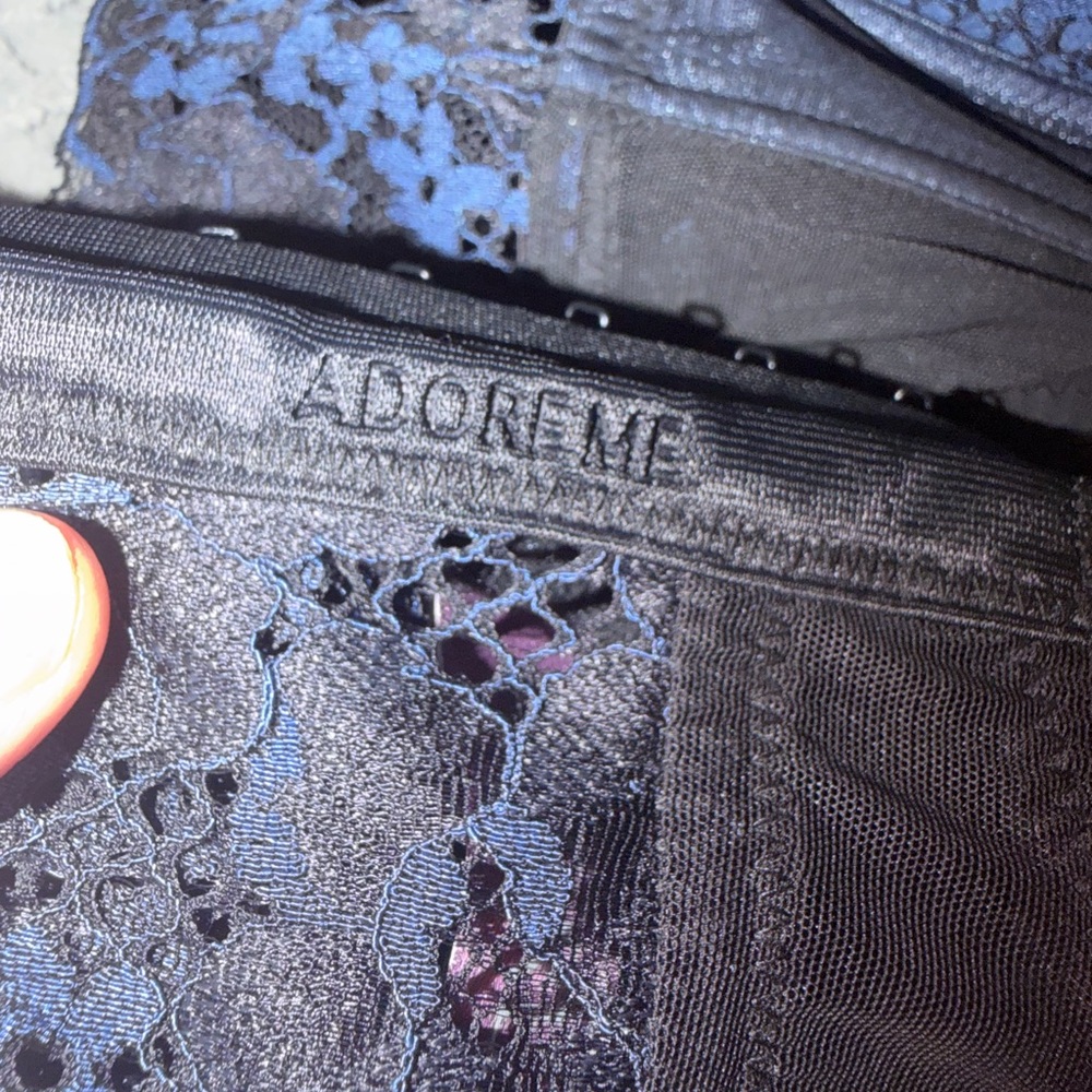 Adore Navy and Black Floral Lace Longline Bra - Picture 6 of 9